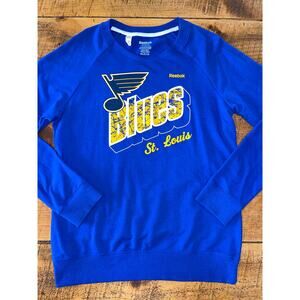 Womens‎ Reebok Blue St. Louis Blues French Terry Crew Sweatshirt Logo Size Large